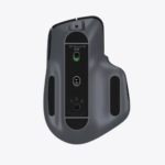 A side view of the dark gray Logitech MX MASTER 3S Lite mouse, showing the ergonomic shape, side scroll wheel, and two thumb buttons. A bottom view of the dark gray Logitech MX MASTER 3S Lite mouse, showing the optical sensor, power switch, and Easy-Switch pairing buttons (1, 2, 3). A person's hand rests comfortably on the light grey ergonomic Logitech MX MASTER 3S Lite mouse, with text promoting 8K DPI precision. A man with a beard sits at a desk using the light gray Logitech MX MASTER 3S Lite mouse and keyboard, with text promoting quiet clicks. Product Page | Mymensign Branch Logitech MX MASTER 3S Lite Wireless Mouse