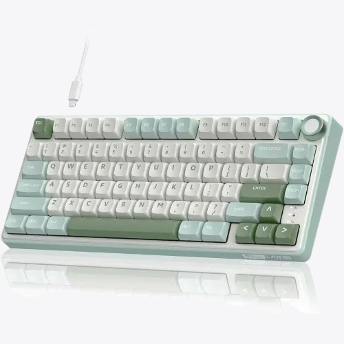 Royal Kludge RK R75 RGB Hot-Swappable Silver Switch And SkyCyan Mechanical Keyboard