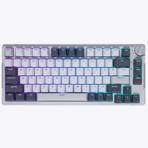 Royal Kludge RK H81 RGB Tri-Mode Hot-Swappable Cyan Switch And White Mechanical Keyboard