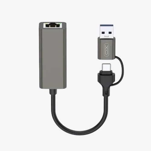 XO HUB018 DualConnect USB-C & USB-A to RJ45 Ethernet Adapter