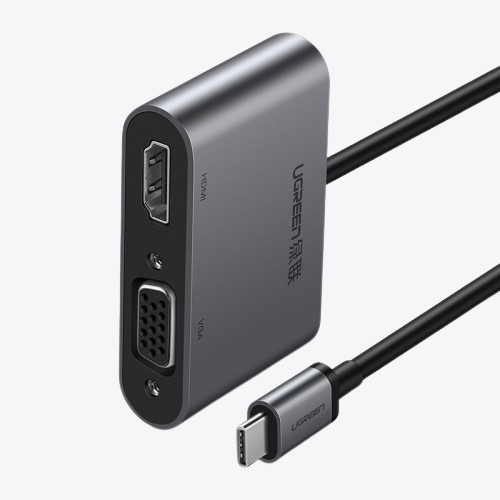 UGREEN USB-C to HDMI & VGA Multiport Adapter with PD Charging – Gray