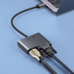 UGREEN USB-C to HDMI & VGA Multiport Adapter with PD Charging – Gray