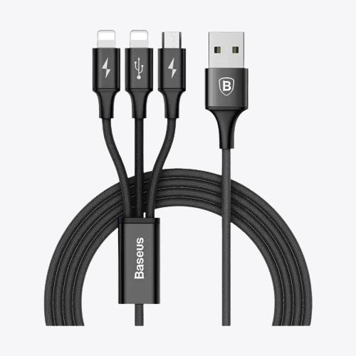 Baseus RapidLink 3-in-1 1.2M 3A Fast Charging Multi-Connector Cable